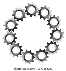 Gears assembled in a circle with a touch