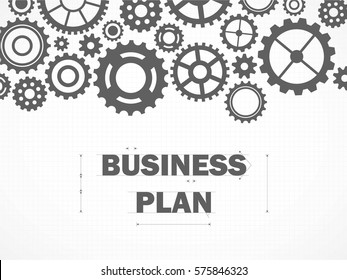 Gears background with business plan concept.