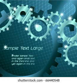 Gears background with techno grid and sparkles