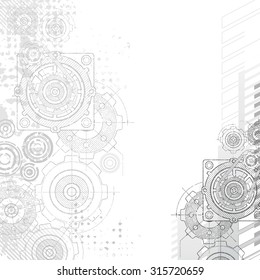 Gears Background. Under Construction Blueprint.