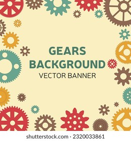 Gears background. Vector illustration square banner in vintage retro steampunk style