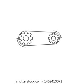 Gears with belt vector icon isolated on white background