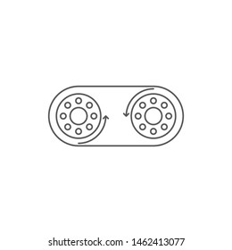 Gears with belt vector icon isolated on white background