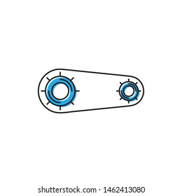 Gears with belt vector icon isolated on white background