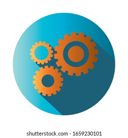 Gears block gradient style icon design, construction work repair machine part technology industry and technical theme Vector illustration