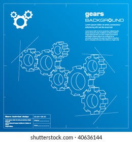 Gears blueprint vector illustration. Technology, teamwork, solution...concepts.