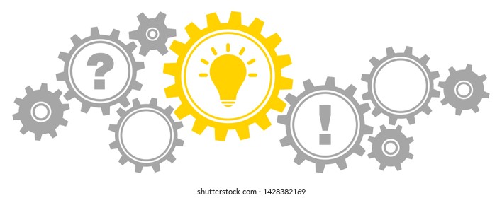 Gears Border Graphics Idea Question Answer Gray And Yellow