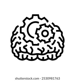 Zahnräder Brainstorm Linie Symbol Vektor. Zahnräder Brainstorm Zeichen. isoliertes Kontursymbol, schwarze Illustration