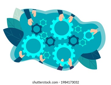 Gears and Business People - Graphic Illustration