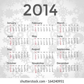 Gears calendar. 2014 year. Vector eps10
