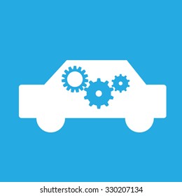 Gears and car symbol; car service concept-vector