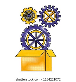 gears in the cardboard box work