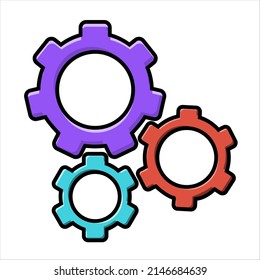 Gears cartoon icon. Vector editable
