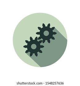 Gears or castors icon in flat style with shadow isolated on white background