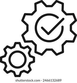 gears check mark icon monitoring workflow symbol