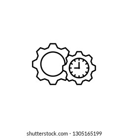 gears, clock, time icon. Signs and symbols can be used for web, logo, mobile app, UI, UX