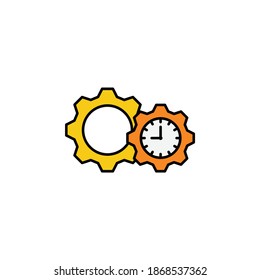 gears, clock, time icon. Signs and symbols can be used for web, logo, mobile app, UI, UX