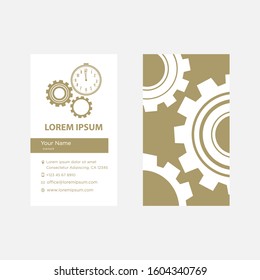 gears and clock, vector business card template