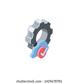Gears clouds, settings. Vector 3d isometric color icon new flat style. Creative illustration, idea for infographics.