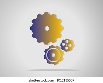 Gears and cog with blue and yellow color,gray background