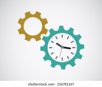 Gears Cog Clock Icon Design