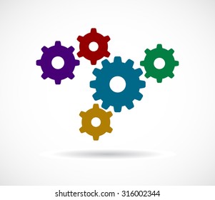 gears cogs colored teamwork design