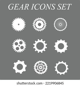 Gears and cogs flat Icons set in vector concept design illustration on isolated blue background Free Vector
