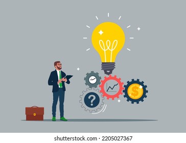 Gears, cogs icon. Business process automation. Digital transformation, innovation. Symbol of opportunity, improvement, motivation, challenge. Flat vector illustration. Flat cartoon vector illustration