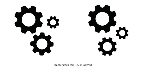 Icono de engranajes o engranajes en silueta negra para mecánicas y símbolos de Configuraciones.
