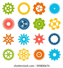 Gears and cogs icons set. Cog wheel Icon Collection. Vector illustration of cog icons isolated on white background.