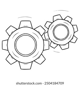 gears and cogs illustration hand drawn outline isolated vector