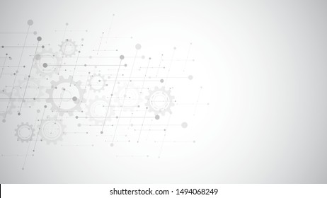 Gears and cogs mechanism. Hi-tech digital technology and engineering. Abstract technical background.