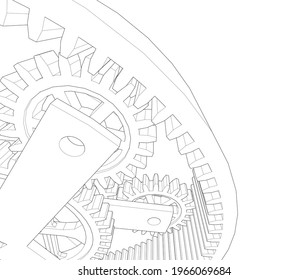 gears cogs mechanism vector 3d illustration
