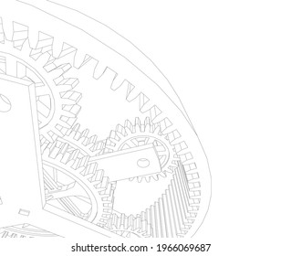 gears cogs mechanism vector 3d illustration