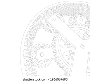 gears cogs mechanism vector 3d illustration