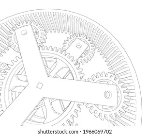 gears cogs mechanism vector 3d illustration