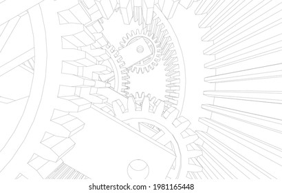 gears cogs mechanism vector 3d illustration