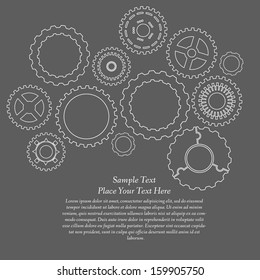 Gears cogs and pinions sketch. Abstract vector illustration.