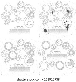 Gears cogs and pinions sketch. Abstract vector illustration.
