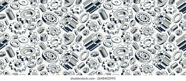 Engrenagens e engrenagens plano de fundo sem costura, vetor mecânica engenharia papel de parede sem fim, corrigir e reparar o padrão de azulejos tema, elementos podem ser usados separadamente.