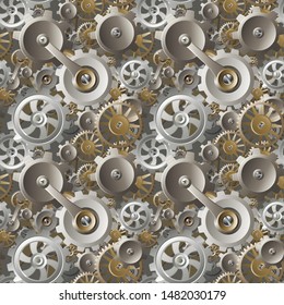 A gears and cogs seamless steampunk machine background pattern illustration 