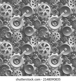 A gears and cogs seamless steampunk machine background pattern illustration 