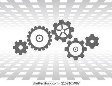 Gears Cogs Teamwork Mechanism Design Icon  On Abstract Background