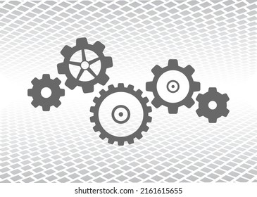 Gears Cogs Teamwork Mechanism Design Icon  On Abstract Background