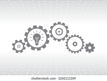 gears cogs teamwork mechanism with lightbulb design icon  on abstract background