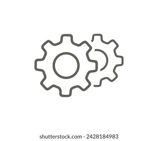 Gears and cogs thin icon. Mechanism wheels. Cogwheel concept vector design and illustration.