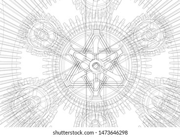 gears cogs vector 3d illustration
