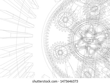 gears cogs vector 3d illustration