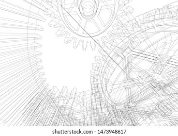gears cogs vector 3d illustration
