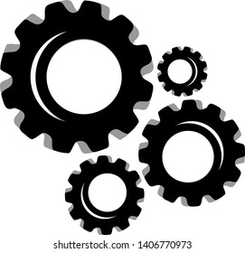 Gears and cogs vector in black and white styles.